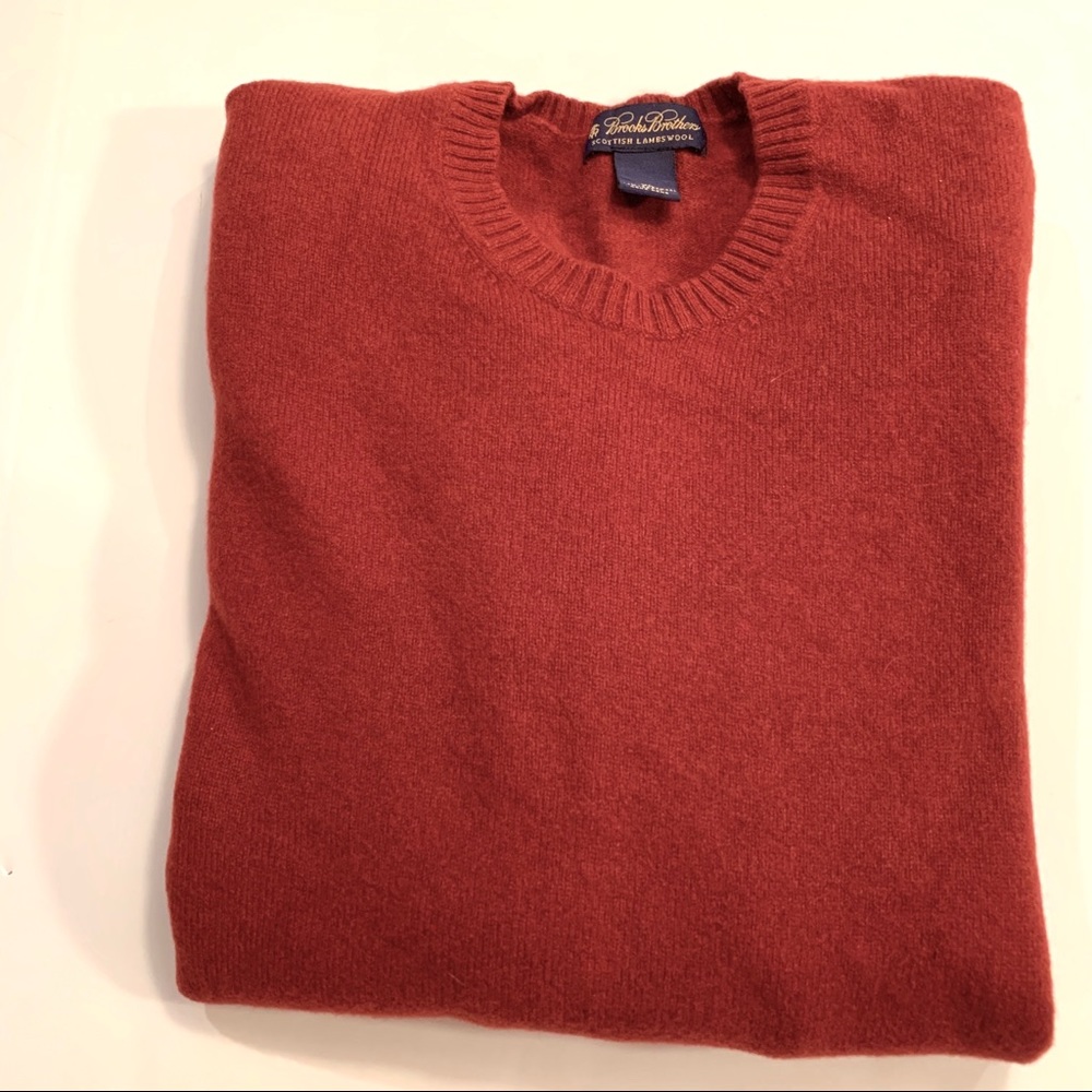Brooks Brothers Red Lambswool Crewneck Sweater, size XL